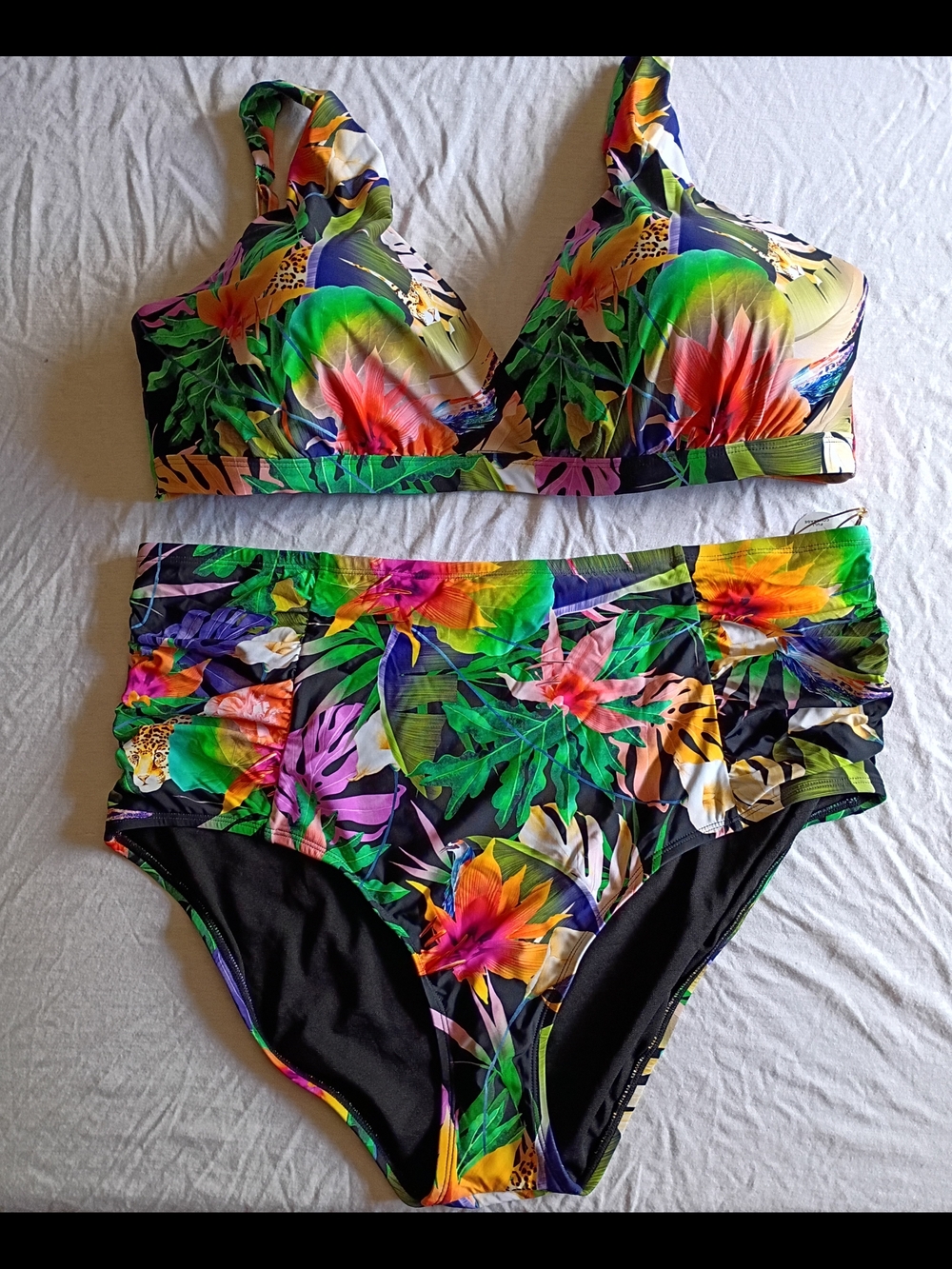 Size 24 Tropical Floral High Waist Bikini Set